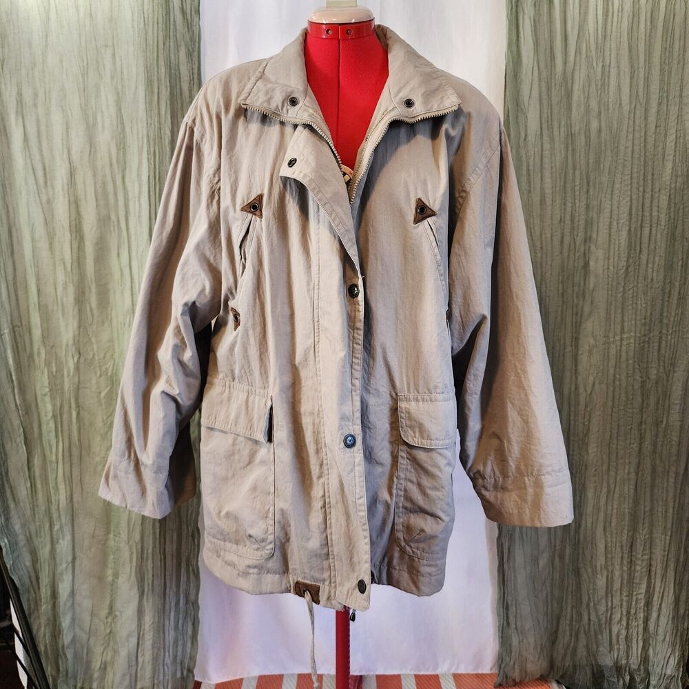 MULBERRY STREET Beige‎ Men's Raincoat Windbreaker Mid Length Jacket Size M